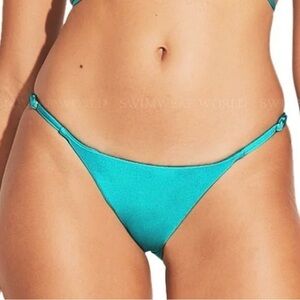 VITAMIN A SOL STRAPPY WRAP-MOSS ADJ SIDE STRING BIKINI BOTTOM Size XS
